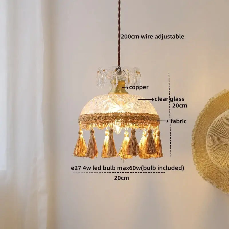 Retro white glass tassels led pendant lights for dining room