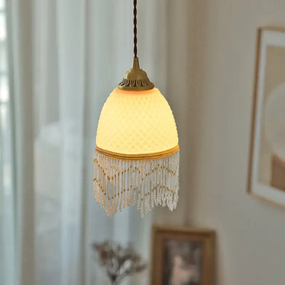 Retro white glass tassels led pendant lights for dining room