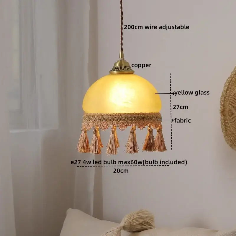 Retro white glass tassels led pendant lights for dining room