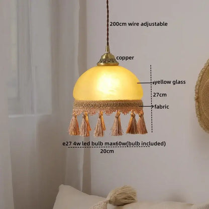 Retro white glass tassels led pendant lights for dining room
