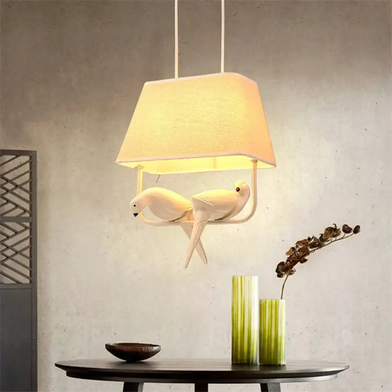 Retro white resin bird cage chandelier dining room dove pendant light