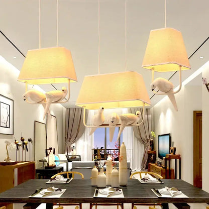 Retro white resin bird cage chandelier dining room dove pendant light