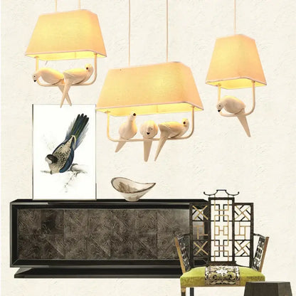 Retro white resin bird cage chandelier dining room dove pendant light