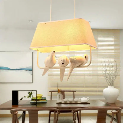 Retro white resin bird cage chandelier dining room dove pendant light
