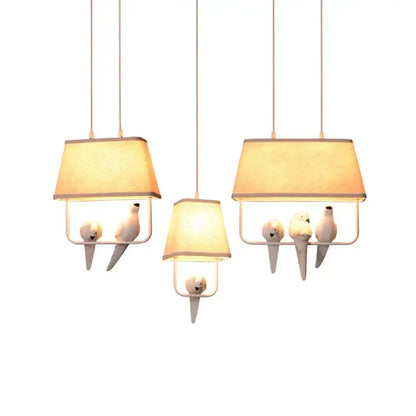 Retro white resin bird cage chandelier dining room dove pendant light
