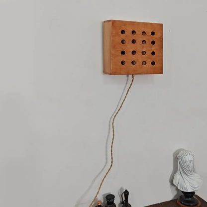 Retro wooden cave box wall light for bedroom feature lighting