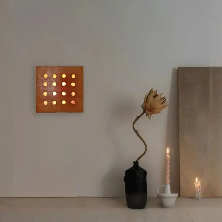 Retro wooden cave box wall light for bedroom feature lighting