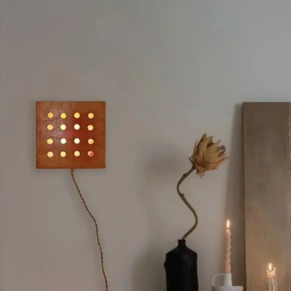 Retro wooden cave box wall light for bedroom feature lighting