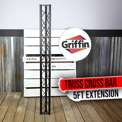 Triangle Truss Segment Extension by GRIFFIN | 5Ft Extra Trussing Section for DJ Booth Lighting System Stand | Mount Light Cans & Sound Effects for Pro Audio Equipment Gear | Parties, Live Gigs & Stage