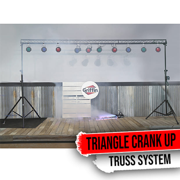 GRIFFIN - Crank Up Triangle Light Truss System | DJ Booth Trussing Stand Kit for Light Cans & Speakers | Pro Audio Lighting Stage Platform Hardware Package | Portable Music Equipment Mount Gear Holder