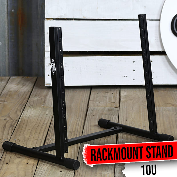Rack Mount Stand with 10 Spaces by GRIFFIN | Music Studio Recording Equipment Sound Mixer Standing Case & 20 Screws | RackMount Pro Audio Network Amp Server Gear Rails For DJ Booth Cart, Stage & Bands
