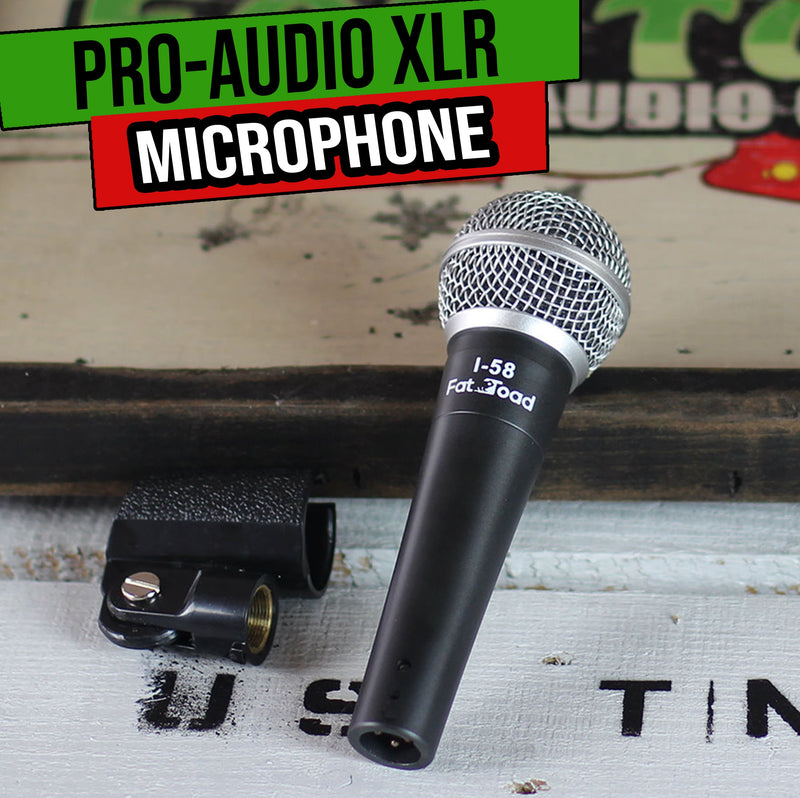 Cardioid Dynamic Microphone with Mic Clip by FAT TOAD | Vocal Handheld, Unidirectional Mic | Singing Wired Microphone for Music Stage Performances, Studio Recording, Live Streaming or PA DJ Karaoke