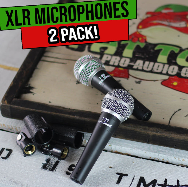Dynamic Vocal Microphones (2 Pack) with Clips FAT TOAD | Singing Wired Microphone for Music Instrument, Stage Performances & Home Studio Recording or DJ Karaoke | Cardioid Handheld, Unidirectional Mic
