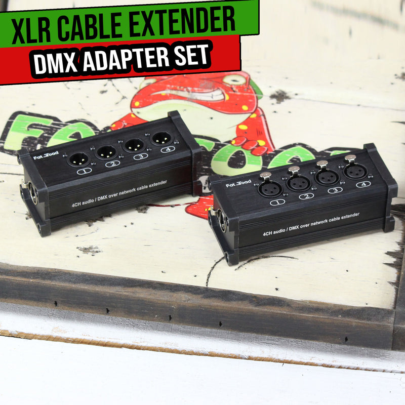 4 Channel DMX Hub Over Network Signal XLR Cable Extender FAT TOAD | Male & Female Pack with 3 Pin XLR to RJ45 Ethercon Wire for Live Stage Sound Monitoring, Studio Recording & DJ Lighting, PA AES-EBU