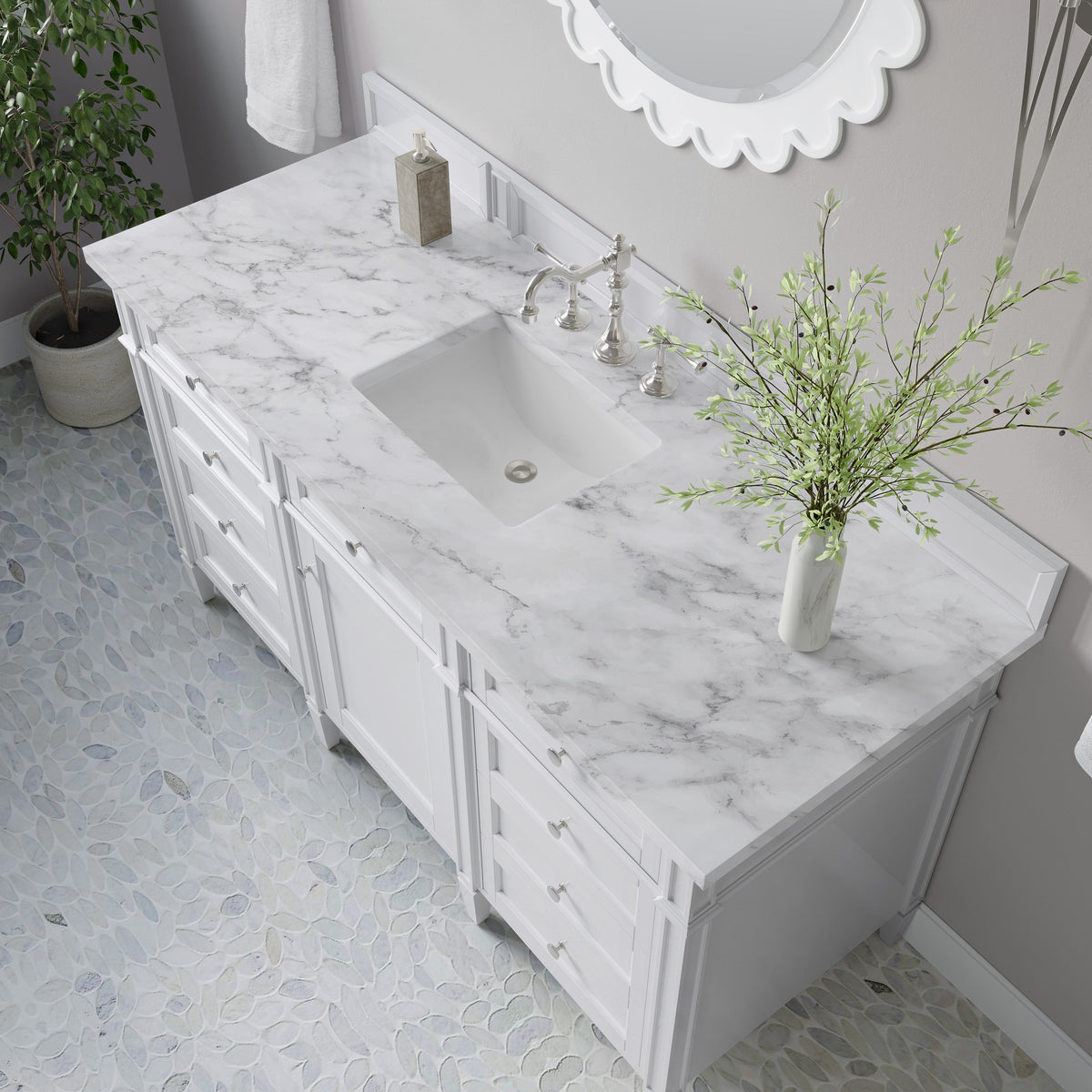 James Martin Brittany 60" Single Bathroom Vanity, Bright White