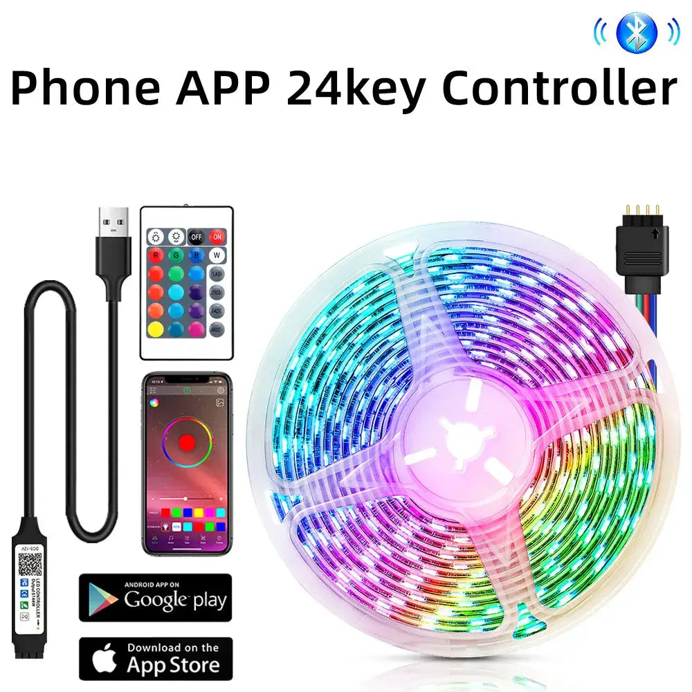 Rgb bluetooth led strip lights bedroom usb app control black & blue