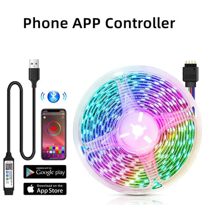Rgb bluetooth led strip lights bedroom usb app control black & blue