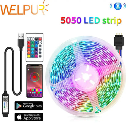 Rgb bluetooth led strip lights bedroom usb app control black & blue