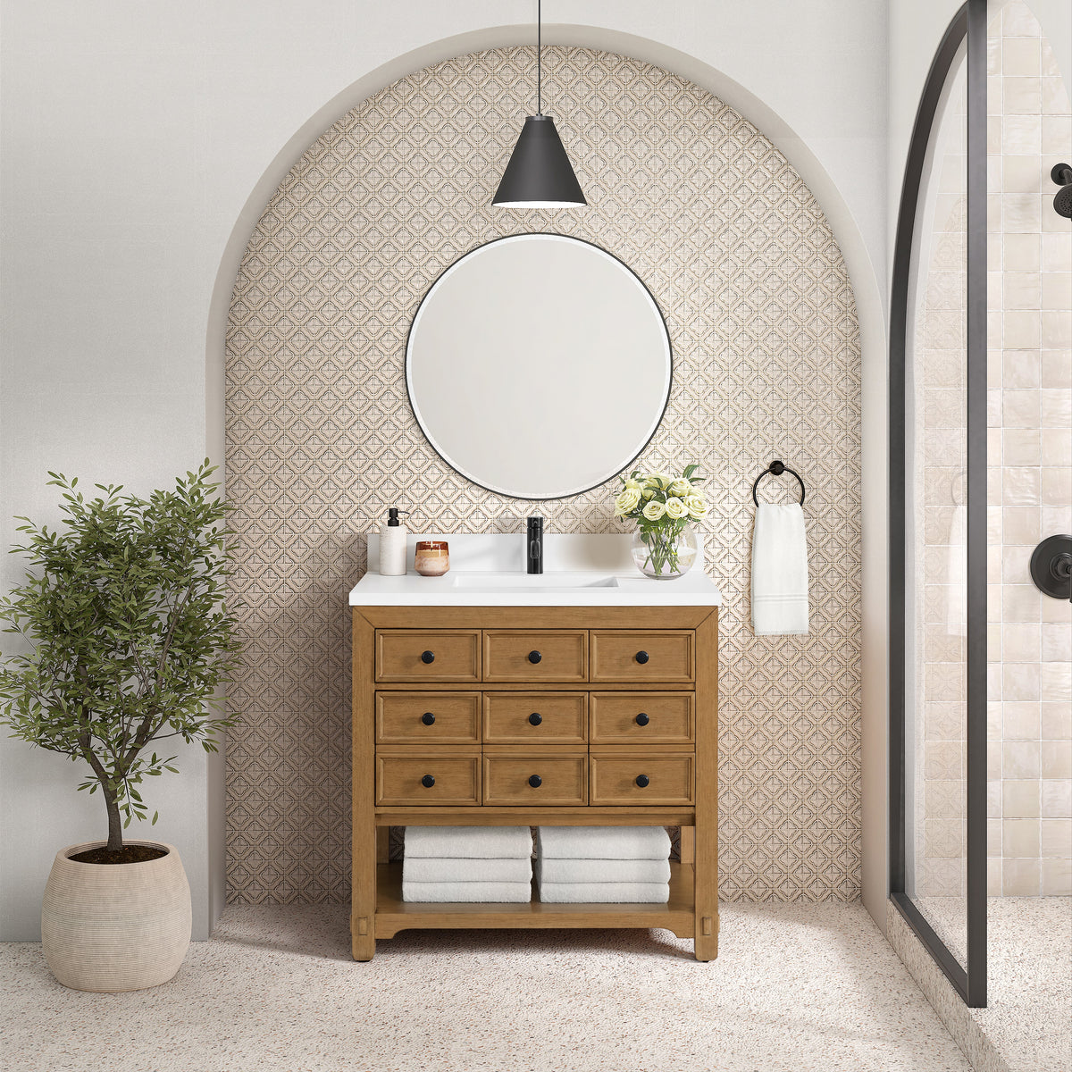 James Martin Malibu 36" Single Bathroom Vanity, Amber Birch