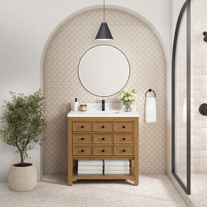 James Martin Malibu 36" Single Bathroom Vanity, Amber Birch