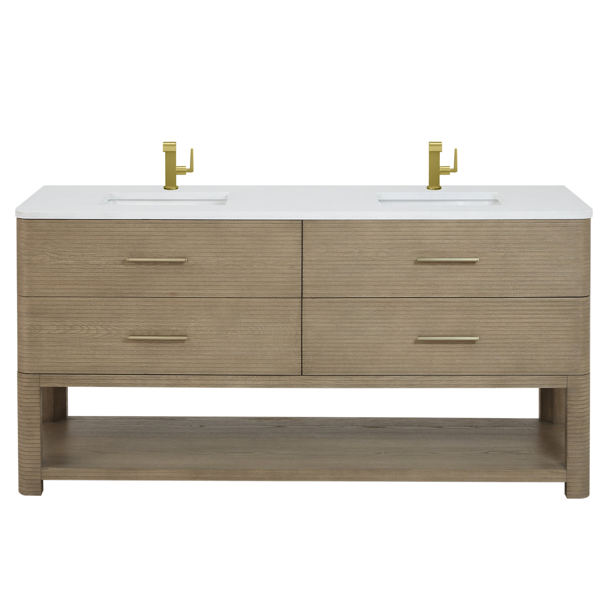 James Martin Lucian 72" Double Bathroom Vanity, Pebble Oak