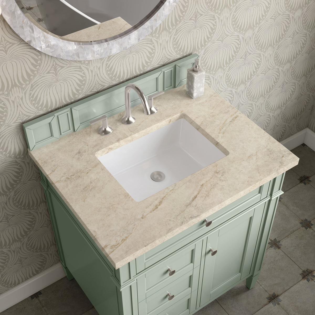 James Martin Brittany 30" Single Bathroom Vanity, Sage Green