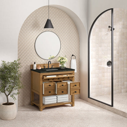 James Martin Malibu 36" Single Bathroom Vanity, Amber Birch