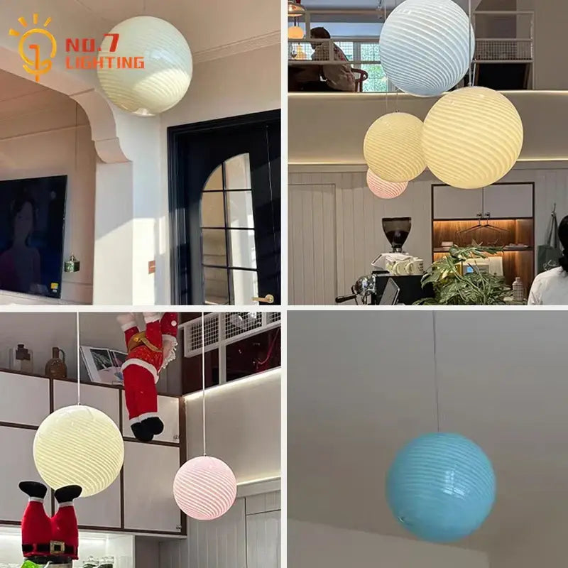 Ribbed amber glass pendant light for dining room