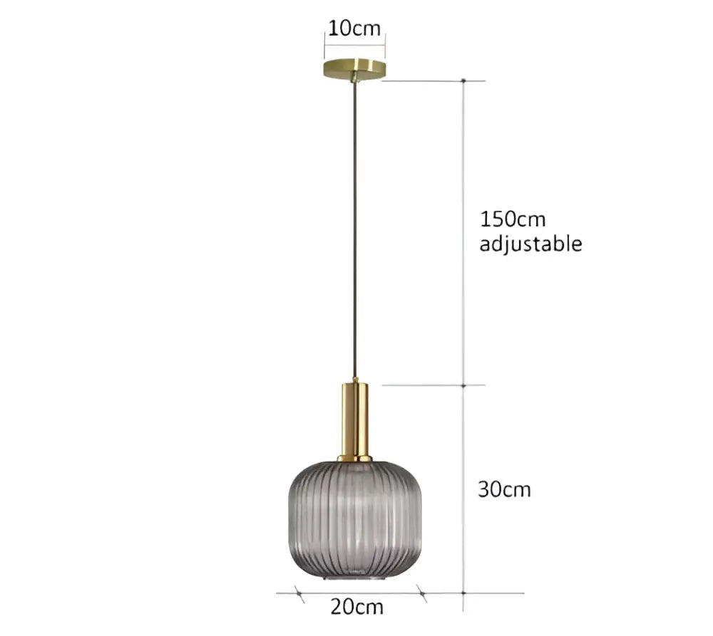 Ribbed amber glass pendant lights dining room led hanging lighting