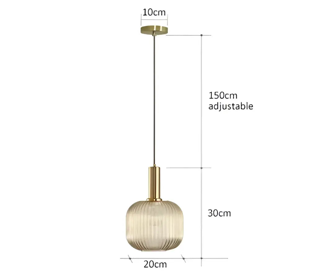 Ribbed amber glass pendant lights dining room led hanging lighting