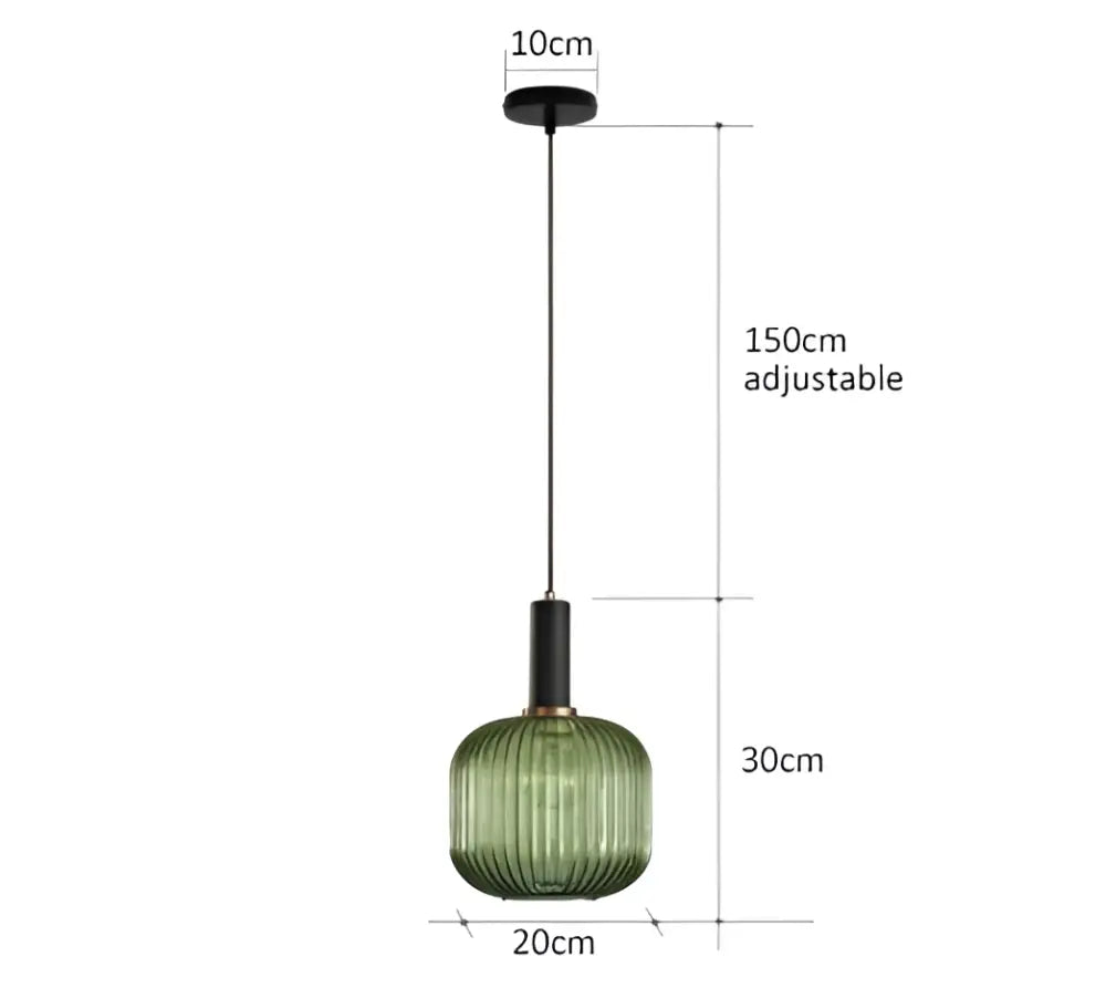 Ribbed amber glass pendant lights dining room led hanging lighting