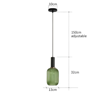 Ribbed amber glass pendant lights dining room led hanging lighting