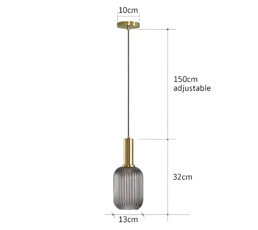 Ribbed amber glass pendant lights dining room led hanging lighting
