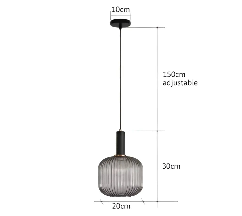 Ribbed amber glass pendant lights dining room led hanging lighting