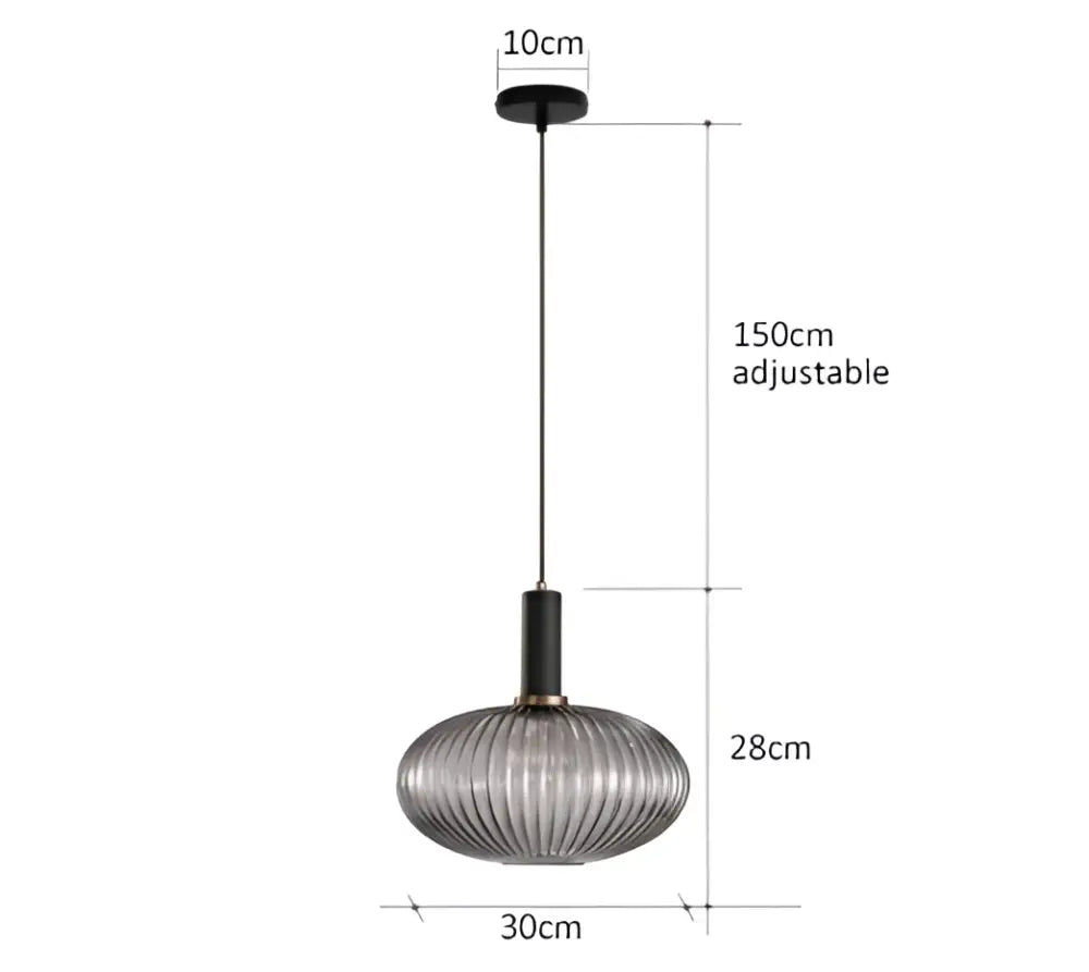 Ribbed amber glass pendant lights dining room led hanging lighting
