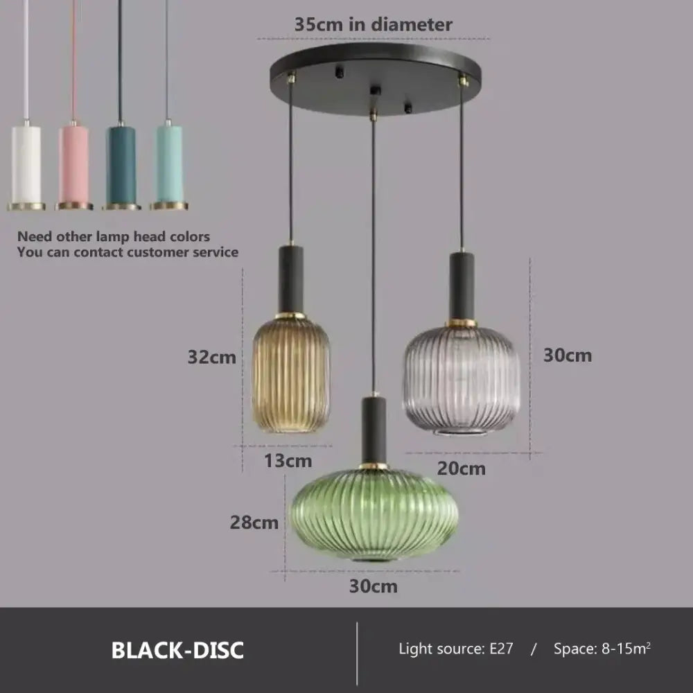Ribbed amber glass pendant lights dining room led hanging lighting
