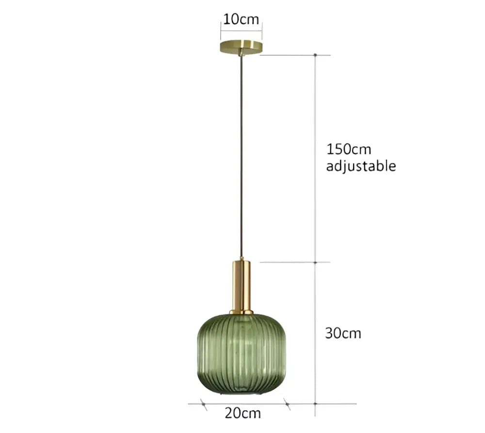 Ribbed amber glass pendant lights dining room led hanging lighting