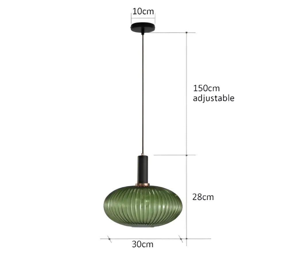 Ribbed amber glass pendant lights dining room led hanging lighting