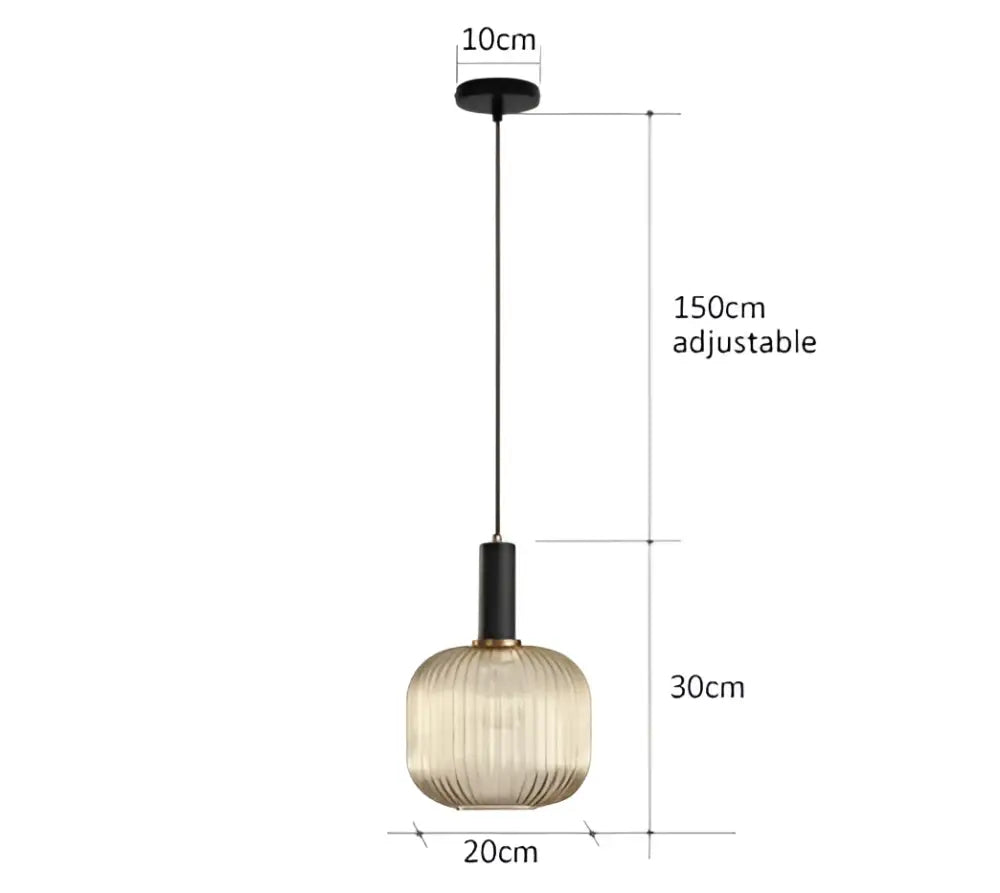 Ribbed amber glass pendant lights dining room led hanging lighting