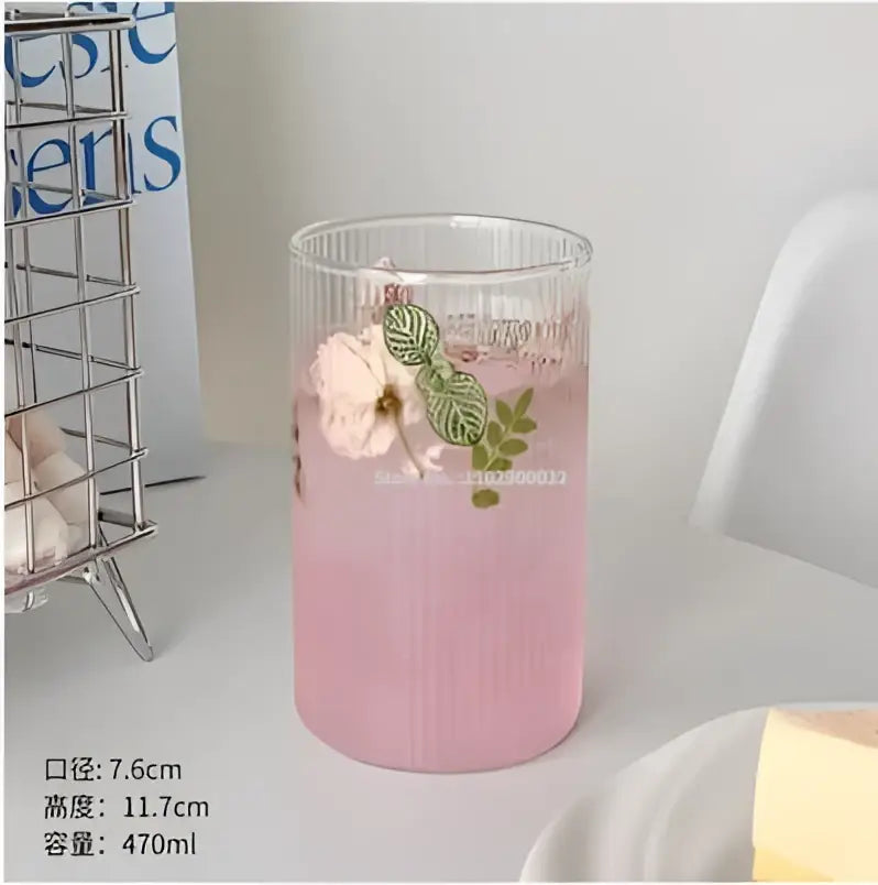 Ribbed clear glass coffee cup kitchen tumbler set
