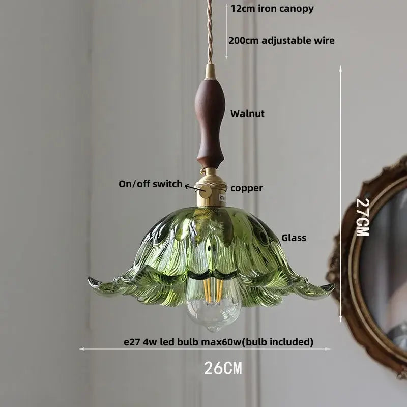 Ribbed clear glass led pendant light brass dining room knob switch