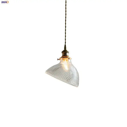 Ribbed clear glass led pendant light for dining room