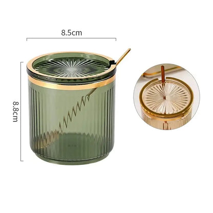 Ribbed clear & olive green acrylic seasoning jar set kitchen storage