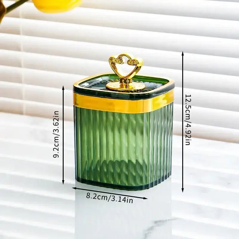 Ribbed clear & olive green acrylic seasoning jar set kitchen storage