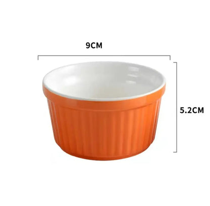 Ribbed colorful ceramic baking bowl kitchen dessert ramekin set