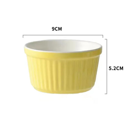 Ribbed colorful ceramic baking bowl kitchen dessert ramekin set
