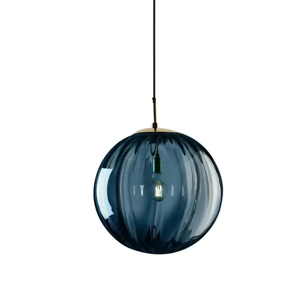 Ribbed colorful glass ball pendant light set for living room