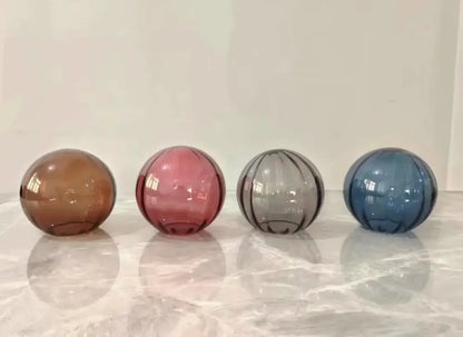 Ribbed colorful glass ball pendant light set for living room