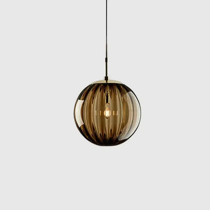 Ribbed colorful glass ball pendant light set for living room