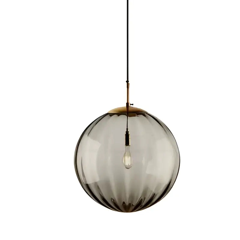 Ribbed colorful glass ball pendant light set for living room